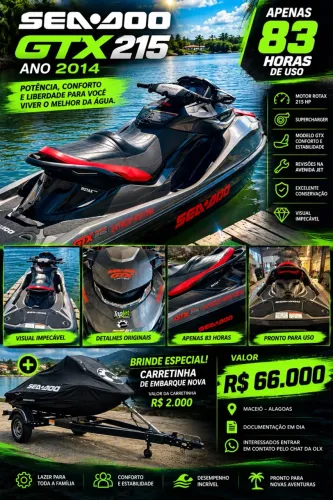 Jet Ski Sea-Doo GTX 215 2014 | 83 Horas | Carretinha Grátis