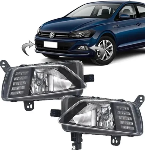Par Farol Milha Preto Com Led Virtus Polo 2018 2019 2020