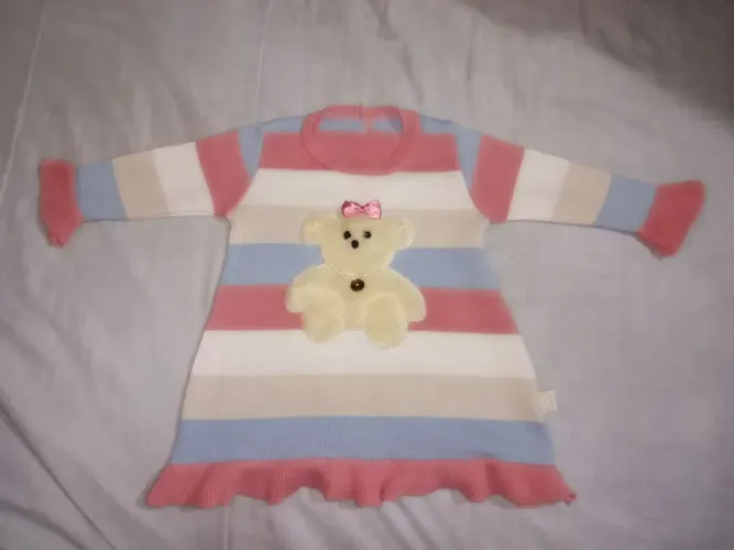 Vestido de bebê menina com ursinho