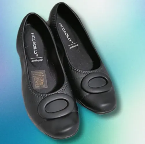 Sapatilha Piccadilly Antiviral - Salto Baixo - Preto 35