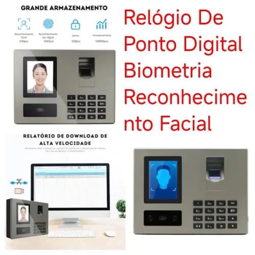 Relógio De Ponto Digital Biometria Reconhecimento Facial