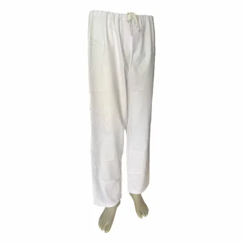 CALÇA HOSPITALAR CRETONE BRANCO SEM ELÁSTICO E SEM BOLSOS