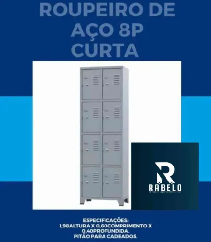 Roupeiro de Aço 8Portas Curtas em até 5x sem juros no cartão