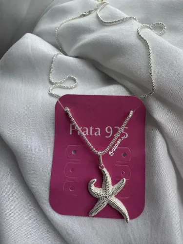 Colar PRATA 925 Estrela do Mar Presente Dia Das Mães