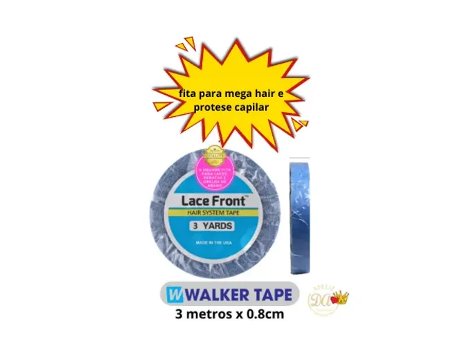 walker tape Fita adesiva dupla face para protese capilar Mega Hair Lace Front 3mx0.8cm