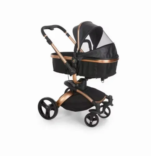 Carrinho de Bebê Dzieco Vulkan giro 360°  preto gold