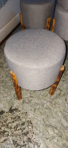 Puff cinza de linho