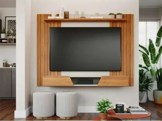 Painel para TV de até 72 Polegadas Santiago Cinamomo/Off White - Em Oferta 