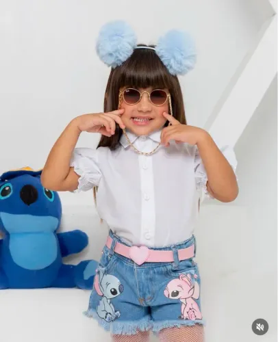 Blusa social feminina de botões varias cores 2 a 10 anos
