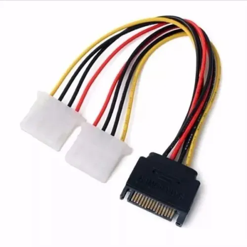 Cabo Adaptador de Energia IDE Molex 4 Pinos Fêmea P/ Sata 15 Pinos Macho Energia HD Sata 3