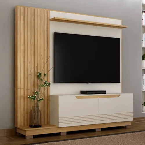 Home Santiago Larg. 2.00m Off/Cinamomo Ripado TV até 80" rf98