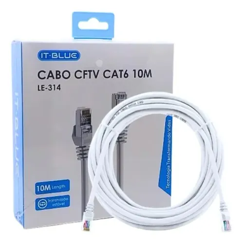Cabo De Rede Cat6 10m Rj45 Banhado Ouro Reforçado Cinza Novo Loja Coimbra Computadores