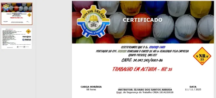 CURSO DE NR 35 TRABALHO EM ALTURA