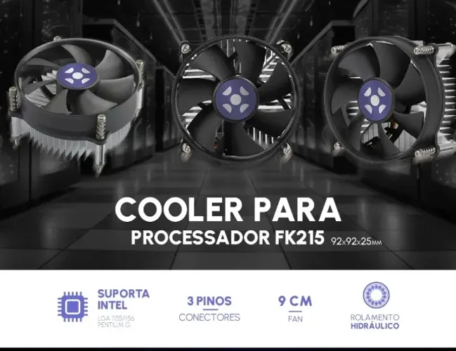 Cooler Para Processador Fortrek, 92x92mm - Fk 215p Para Intel 1151 1155 1156 1150