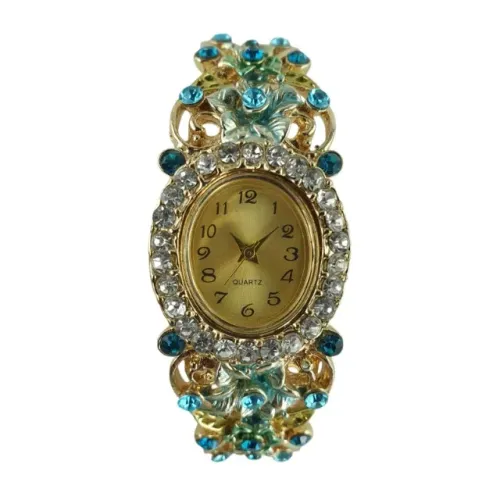 Relógio Bracelete Lupai Blue And Green Flowers Feminino 