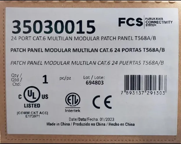 Patch Panel Modular Multilan Cat.6 24 Portas T568A/B