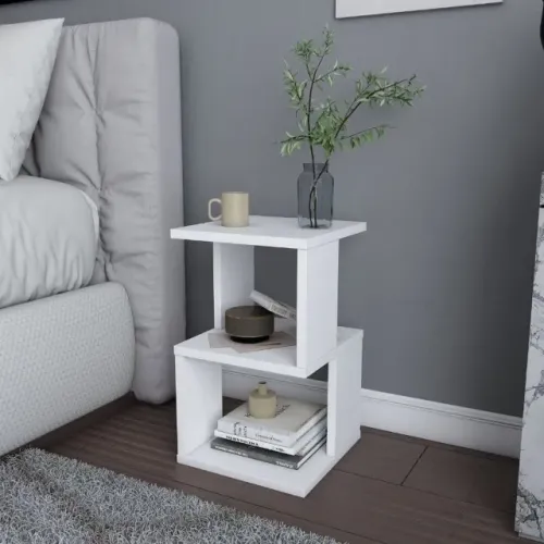 Mesa de Cabeceira em MDF na Cor Branca 25 X 25 X 60