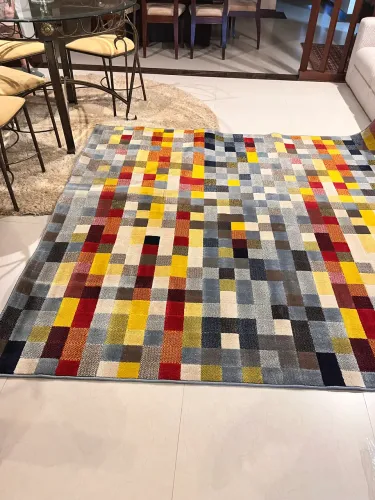 Tapete Pixel Sala 2x2.5m Antialérgico Lavável Veludo
