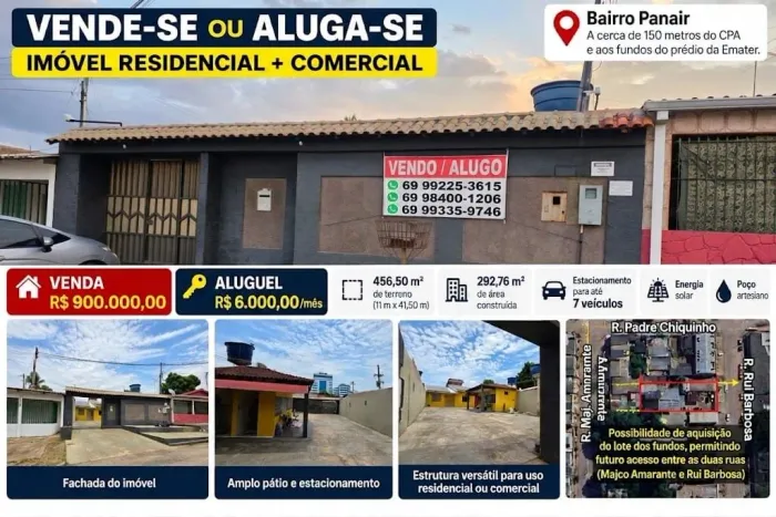 Imovel Comercial/Residencial no Panair - 456,50 m de Terreno - Próximo ao CPA