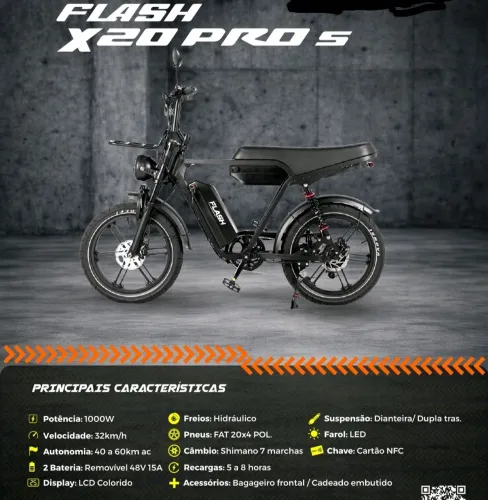 BIKE ELETRICA X20 S DUAS BATERIAS ZERADA, COM NOTA FISCAL E GARANTIA 