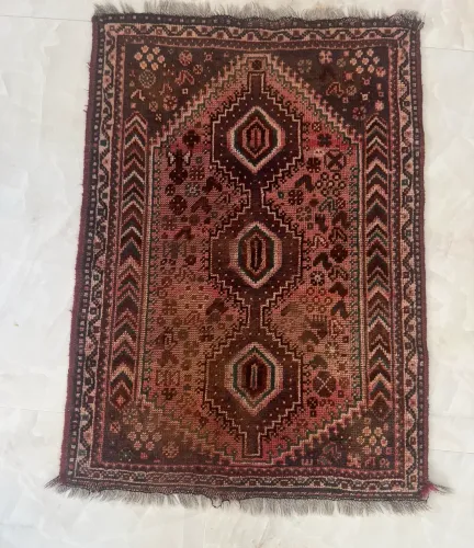 Tapete Persa Shiraz/Hamadan 1,52 x 1,03m Feito à Mão em Lã