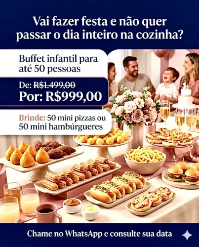 Buffet Infantil para 50 Pessoas por R$999 em Brasília