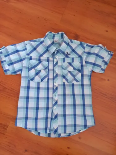 Camisa Xadrez Infantil Azul - tamanho 8