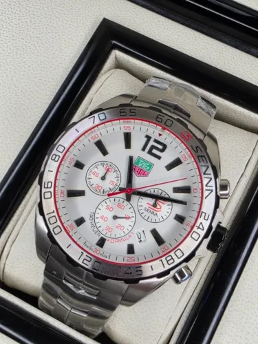Relogio TAG Heuer F1 SENNA Fundo Branco 100% Funcional LINHA PREMIUM AAA EM 10X SEM JUROS