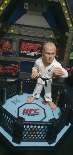 FIGURA AÇÃO UFC ROUND 5 GEORGE PIERRE SO O BONECO COMPLETE SUA COLEÇÃO CAMPEÕES OCTAGONO
