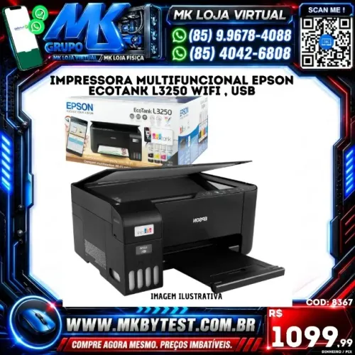 Impressora Multifuncional Epson Ecotank L3250 wifi , usb