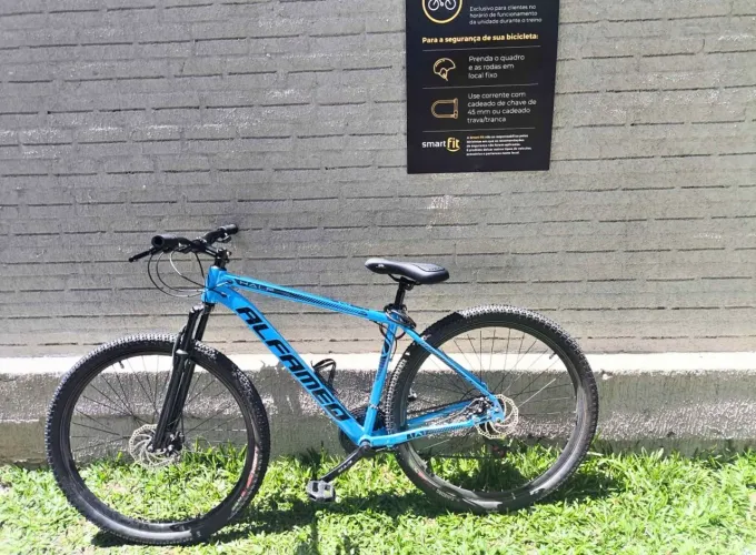 Bicicleta aro 29 alfameg azul alumínio quadro 19 revisada com nota