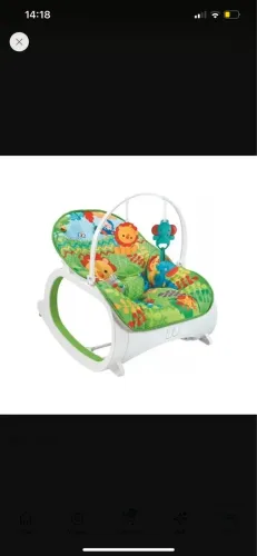 Cadeira De Balanço Para Bebê Color Baby Safari Verde E Azul