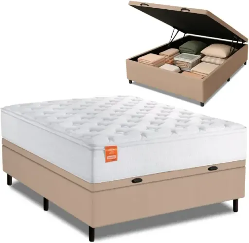 Colchão Casal Molas + Cama Box Baú