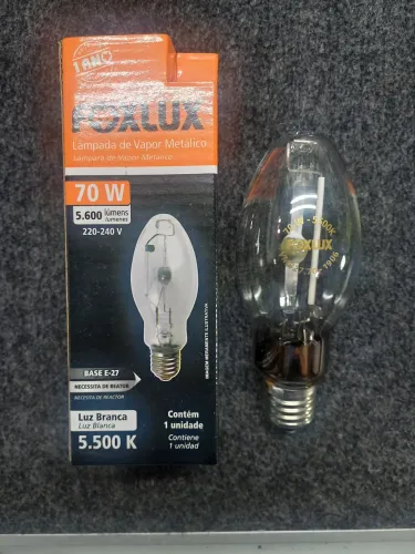 LAMPADA VAPOR METALICO 70W KIT 10 UNDS 6.000 LÚMENS 5.500 K 220-240 V BASE E-27