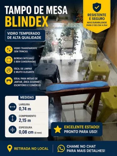 Tampo de mesa blindex