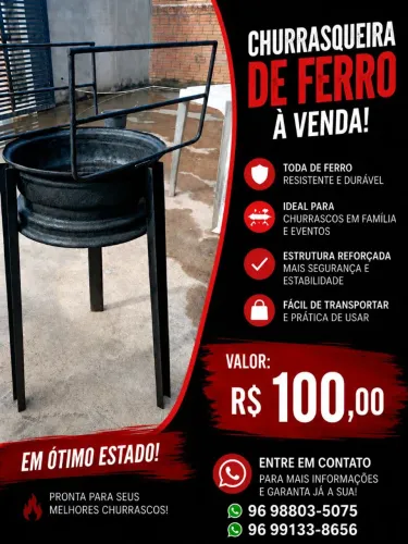 CHURRASQUEIRA TODA EM FERRO R$100,00