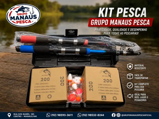 Kit duplo de pesca esportiva.