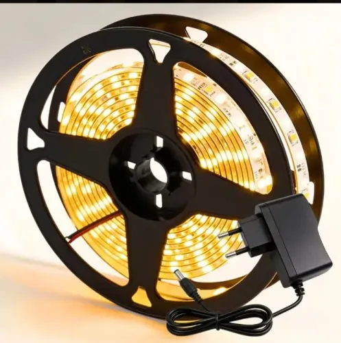 Fita Led Amarela 2835 Quente 5m 300 Led Dupla Face Fonte Cor da luz Branco-quente IP20
