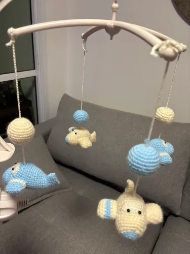 Mobile musical amigurumi aviões urso aviador