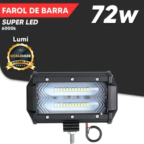 Farol de Milha Led Retangular 24 Leds 72w + 72w
