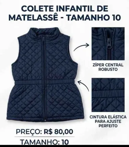 Colete infantil feminino