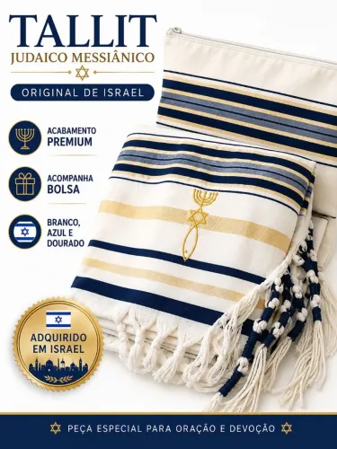 TALLIT JUDAICO MESSIÂNICO ORIGINAL DE ISRAEL COM BOLSA