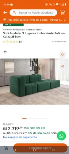 Sofá modular 2/3 lugares verde zurc decor