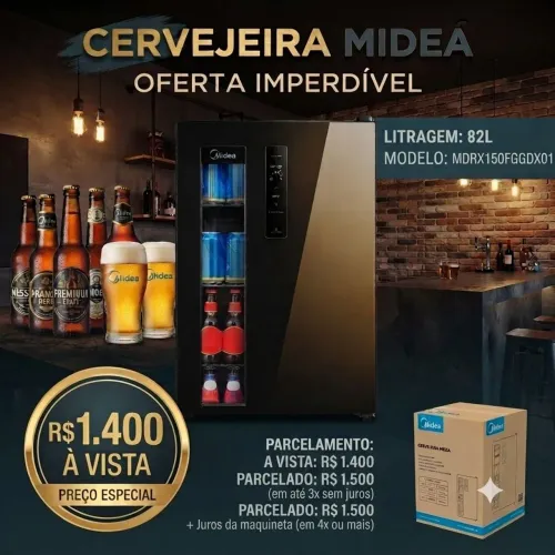 Cervejeira Midea 82L Frost Free Black LACRADA na Caixa (Abaixo do Preço!) + NOTA FISCAL