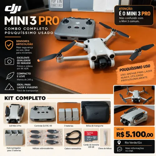 DRONE DJI MINI 3 PRO + FLY MORE ? COMPLETO E POUQUÍSSIMO USADO