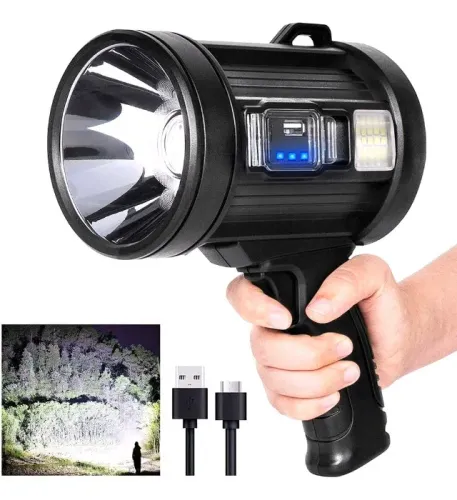 Lanterna potente recarregável portátil com luz solar e resistência à água Pronta Entrega