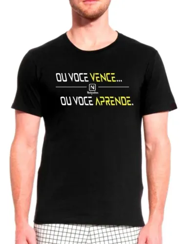 Camiseta Masculina Camisa 100% Algodao Legítimo Motivacional Frases Vencer Aprender Lutar