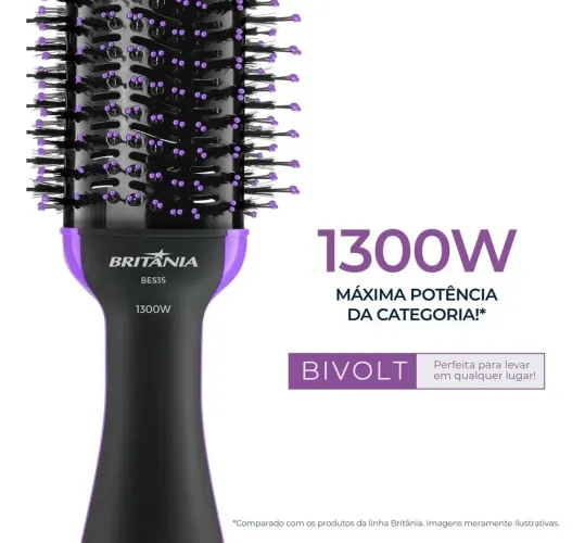 Escova Secadora Britânia 4 em 1 Nanocerâmica 1300W BES35 Bivolt LACRADA COM NOTA FISCAL
