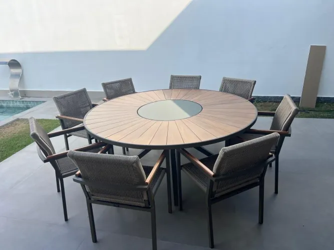 Jogo de mesa externa para área de piscina ou gourmet