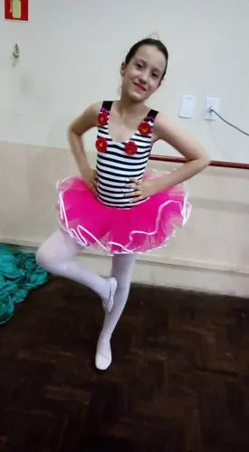 collant de ballet infantil listrado rosa